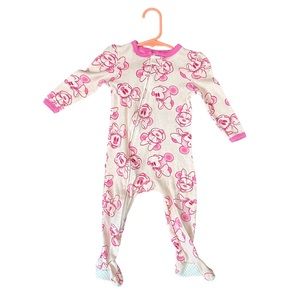 Disney footsie girls 12 months full zip Minnie Mouse Disney pink white color